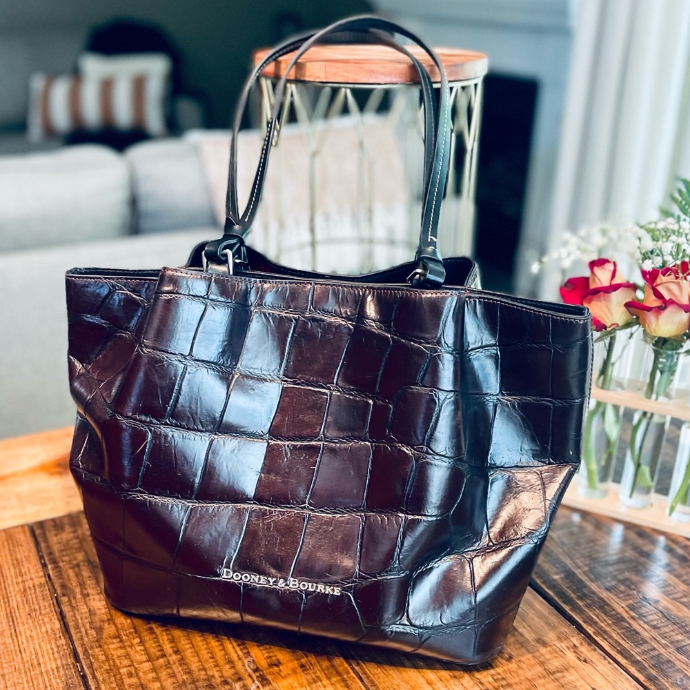 Dooney & Bourke Black Croc-Embossed Tote - Picture 13 of 14